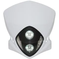PLAQUE PHARE/TETE DE FOURCHE 50 A BOITE UNIVERSEL REPLAY DUKE BLANC A LEDS BLANCHES + HALOGENE 2x20W