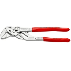 PINCE/CLE A MOLETTE MULTI PRO KNIPEX ROBUSTE 180mm CHROME GAINE PVC ROUGE (OUTIL POLYVALENT) (86 03 150) -MADE IN GERMANY