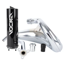 POT 50 A BOITE VOCA CROSS CHROMED POUR DERBI 50 SENDA, SENDA DRD/APRILIA 50 RX, SX (PASSAGE HAUT - SILENCIEUX ALU NOIR)