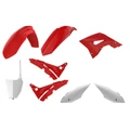 CARROSSERIE/CARENAGE MOTO MX RESTYLING HONDA 125, 250 CR 2002>2007 ROUGE/BLANC (COULEUR OEM) (KIT PLASTIQUES 8 PIECES)  -POLISPORT-