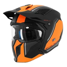 CASQUE TRIAL MT STREETFIGHTER SV S TWIN C4 NOIR MAT/ORANGE FLUO XL SIMPLE ECRAN TRANSPARENT TRANSFORMABLE AVEC MENTONNIERE AMOVIBLE (LIVRE AVEC UN ECRAN SUPPLEMENTAIRE MIROIR) (ECE 22.06)