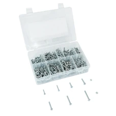 VIS A METAUX + ECROU (DIAM VIS M4 / M5 - LONG VIS DE 20 à 40 mm - LARG ECROU 20 / 25 mm) (ASSORTIMENT) (BOITE DE 700 PIECES) -P2R