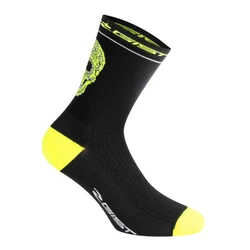 CYCLING SOCKS- SUMMER - CRANE BLACK/YELLOW FLUO 44/47 ANTIBACTERIAL - HEIGHT 18CM (PAIR)