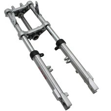 FOURCHE CYCLO EBR POUR PEUGEOT 103/MBK 51 ARGENT (HYDRAULIQUE DIAM 28 mm AVEC FIXATION POUR FREIN A DISQUE ENTRAXE 60mm) (QUALITE 100% MADE IN ITALY)