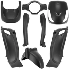CARROSSERIE/CARENAGE SCOOT ADAPTABLE SYM 50 FIDDLE 2 4T 2011>2021, SYM 125 FIDDLE 2 2010>2014 NOIR MAT (KIT 8 PIECES)  -P2R-