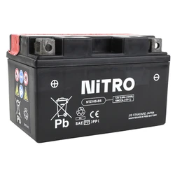BATTERY 12V 8,6 Ah NTZ10S-BS NITRO MF MAINTENANCE FREE WITH ACID PACK (Lg150x wd87xH93mm)