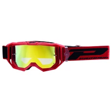 MASQUE/LUNETTES CROSS PROGRIP 3300 FL VISION GO MULTILAYERED ROUGE MAT ECRAN MIROIR JAUNE ANTI-RAYURES/ANTI U.V./ANTI-BUEE (HOMOLOGUE CE-EN-N- AC-96025 REV.2)