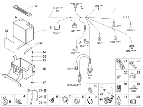 Circuit electrique arrière