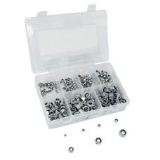 ECROU 6 PANS NYLSTOP/FREIN  M3 / M4 / M5 / M6 / M8 / M10 / M12  (ASSORTIMENT)  (BOITE DE 320 PIECES)  -P2R-
