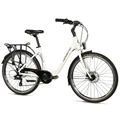 VELO MUSCULAIRE CITY BIKE 26 LEADER FOX DOMESTA 2025 FEMME BLANC 7V CADRE ALU 19 POUCES (TAILLE ADULTE 175 à 183 cm)