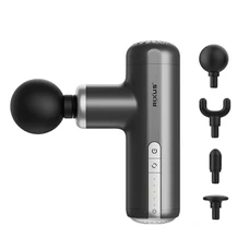 MINI PISTOLET DE MASSAGE RIXUS 4 TETES 18 000 mAh 5V NOIR AUTONOMIE 1-6 HEURE (INCLUS CABLE USB-C) -RXMG01