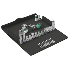 CLIQUET WERA BICYCLE SET 7 ZYKLOP SPEED TETE ORIENTABLE 3/8 AVEC DOUILLE, EMBOUT, RALLONGE ET ADAPTATEUR NOIR/VERT (COFFRET 27 PIECES) -MARQUE ALLEMANDE POUR LES ATELIERS