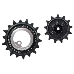 GALET DERAILLEUR AOPW TRIPEAK 13-18 DENTS CERAMIQUE 12/11V. SHIMANO DEORE XT 8100/8130 SLX 7120/7100 ARGENT (JEU DE 2)