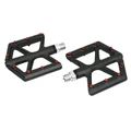 FLAT PEDAL FOR BMX/MTB/DOWNHILL -  P2R - BLACK/RED PINS - ALUMINIUM / CARBON FIBER - THREADED 9/16  (PAIR)