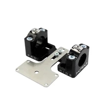 PONTET/SURPONTET RIGIDIFICATEUR 50 A BOITE KRM PRO RIDE POUR GUIDON DIAM 28,6 mm ALU CNC NOIR (AVEC SUPPORT DE COMPTEUR) (PAIRE)