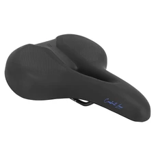 SELLE NEWTON CITY COMFORT LINE AVEC TROU CENTRAL NOIR/BLEU 269x210mm RAIL ACIER NOIR - AVEC POIGNEE POUR PRISE EN MAIN