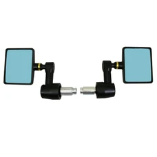 RETROVISEUR MOTO AVOC CHICAGO EMBOUT DE GUIDON RECTANGLE ALU CNC NOIR 74x60mm DIAM 13 et 17 mm REVERSIBLE (PAIRE)