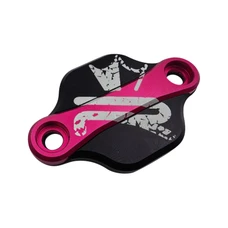 OBTURATEUR POMPE A HUILE 50 A BOITE KRM PRO RIDE POUR MINARELLI 50 AM6/DERBI 50 SENDA, GPR ALU CNC NOIR/ROSE (MODELE REVERSIBLE)