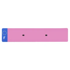 BANDE PLAQUE MOTO 520x110 POUR PVC VIERGE ROSE LOGO F (W ET WW GARAGE ET PROVISOIRE) (VENDU A L'UNITE)
