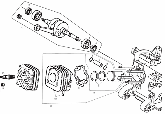Arbre moteur - Cylindre - Piston