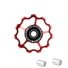 GALET DERAILLEUR TOOPRE 11 DENTS ROUGE (VENDU A L'UNITE) -INCLUS RONDELLES 4 ET 5 mm