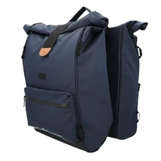 SACOCHE ARRIERE VELO DOUBLE HAPO.G ROLL-TOP 2x25L BLEU (61x33x16cm) - FIXATION SANGLES REGLABLES ET VELCROS SUR PORTE BAGAGE