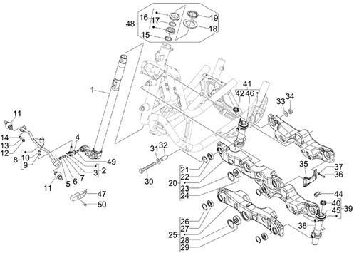 Fourche/tube direction - Ensemble butée dir.
