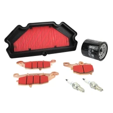 KIT ENTRETIEN MOTO ADAPTABLE KAWASAKI 650 ER-6F, ER-6N 2012>2016 PLAQUETTE METAL FRITTE (PACK 7 PIECES) -SELECTION P2R PREMIUM