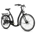 VELO MUSCULAIRE CITY BIKE 26 LEADER FOX EMA 2025 FEMME NOIR 7V CADRE ALU 17 POUCES (TAILLE ADULTE 165 à 173 cm)