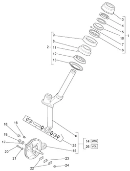 Fourche/tube direction - ensemble butee dir.