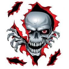 STICKER LETHAL THREAT PEEK A BOO SKULL RED (15x20cm) (LT90103)