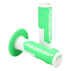 GRIP- PROGRIP OFF ROAD 801 DUAL DENSITY - FLUO DESIGN WHITE/GREEN 115mm (PAIR) (CROSS/MX)