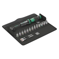 CLE DYNAMOMETRIQUE WERA BICYCLE TORQUE A5 CARRE 1/4 SERRAGE DE 2,5 A 25 Nm AVEC DOUILLES ET EMBOUTS (DEBRAYABLE) NOIR/VERT (SET 16 PIECES) -MARQUE ALLEMANDE POUR LES ATELIERS