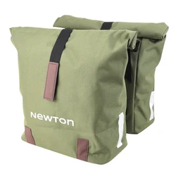 SACOCHE ARRIERE VELO DOUBLE NEWTON VERT 22L FIXATION SANGLES SUR PORTE BAGAGE (35x12x27cm) FERMETURE PLIANT ANTI-PLUIE
