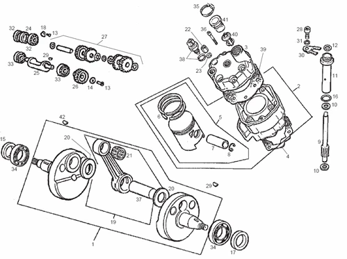 Arbre moteur - Cylindre - Piston