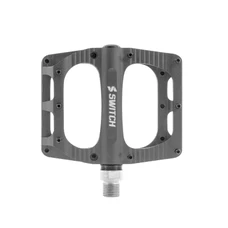 PEDALE VTT PLATEFORME DESCENTE / BMX SWITCH FREERIDE ALU CNC GRIS FILETAGE 9/16 AVEC PICOTS (PAIRE) 100x90mm