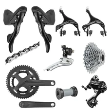 GROUPE ROUTE CAMPAGNOLO VELOCE 10V. AVEC LEVIER/MANETTE FREIN PATIN, DERAILLEURS AVANT + ARRIERE, CASSETTE 13-29, CHAINE ET PEDALIER + CUVETTE FSA 172.5 (MONTAGE ATELIER)