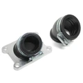 PIPE ADMISSION 50 A BOITE REPLAY SOUPLE POUR DERBI 50 SENDA, GPR/GILERA 50 SMT, RCR (PWK ET DELLORTO, DIAMETRE INTERIEUR 24mm + 32mm, AVEC 2 MANCHONS A 45-)