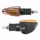 TURN SIGNAL (UNIVERSAL) REPLAY ARROW ORANGE TRANSPARENT/CARBON WITH INDICATOR - SHORT (PAIR) ** (BULB 12V 23 W BA9S - G11) (L 78mm / H 28 mm / Wd 42mm)
