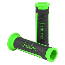 GRIP - DOMINO ORIGINAL- ON ROAD A350 GREY ANTHRACITE/GREEN 120 mm OPEN END (PAIR).