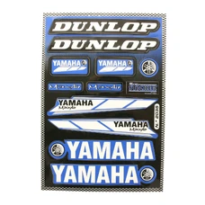 STICKER YAMAHA-DUNLOP WHITE/BLUE (1 SHEET WITH 12 STICKERS - 330mmx220mm)