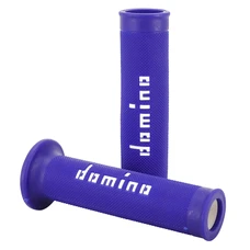 REVETEMENT POIGNEE DOMINO MOTO ON ROAD A010 BLEU/BLANC OPEN END 120-125mm (PAIRE)