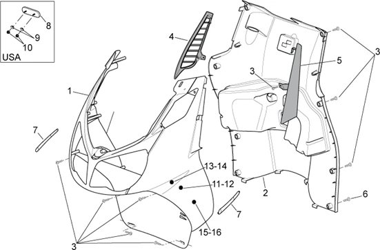 Carrosserie av. - Tablier interne