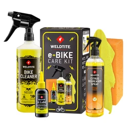 PACK/KIT e-BIKE CARE ULTIMATE WELDTITE ENTRETIEN (CONTIENT SPRAY NETTOYANT BIKE CLEANER - SPRAY DEGRAISSANT CITRUS - LUBRIFIANT E-LUBE - CHIFFON DE NETTOYAGE-EPONGE)