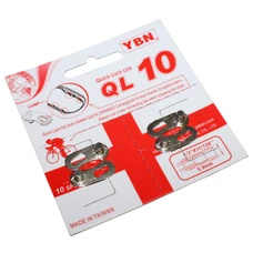 CONNECTEUR DE CHAINE VELO 10V. YBN ARGENT (ATTACHE RAPIDE) COMPATIBLE SHIMANO - CAMPAGNOLO (BLISTER DE 2 PIECES)