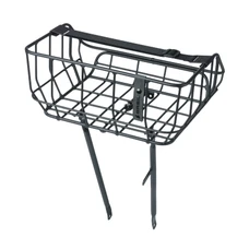 PORTE BAGAGE VELO AVANT PLATEFORME PORTLAND A TRINGLES BASIL AVEC PANIER 25L ALU NOIR MAT REGLABLE 28''/26" (POIDS MAXI 10KGS) (43x36x23cm)