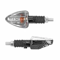 TURN SIGNAL (UNIVERSAL) REPLAY MINI TRIANGLE TRANSPARENT/CARBON -BULB- ORANGE (PAIR) ** (L 83mm / H 37mm / Wd 28mm)