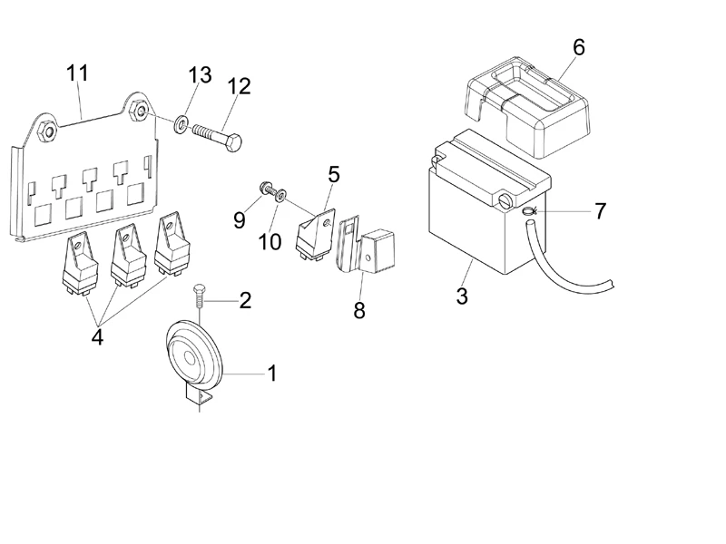Relais - Batterie - Avertisseur sonore 