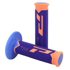 REVETEMENT POIGNEE PROGRIP MOTO OFF ROAD 788 TRIPLE DENSITE SPECIAL EDITION FLUO DESIGN ORANGE FLUO/BLEU LIGHT/BLEU CLOSED END 115mm (CROSS/MX) (PAIRE)