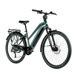 VELO ELECTRIQUE/VAE VTC 29 LEADER FOX SANDY FEMME VERT EMERAUDE BRILLANT 9V MOTEUR ROUE AR BAFANG 36V 45Nm BATTERIE 20Ah (16,5'' - H43cm - TAILLE S - POUR ADULTE DE 158cm à 168cm)